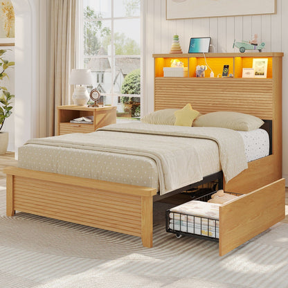AOGLLATI Bed Frame Fluted Bed Frames Wood