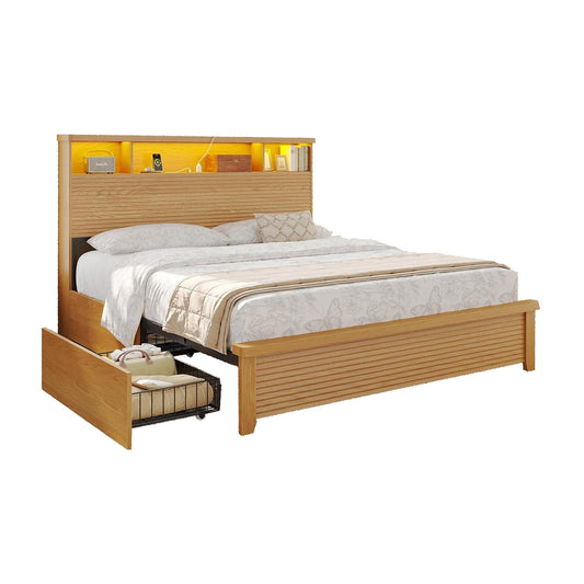 AOGLLATI Bed Frame Fluted Bed Frames Wood