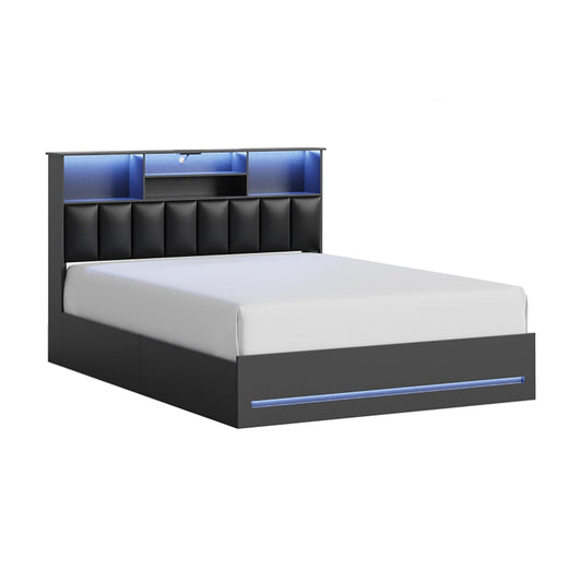 AOGLLATI Bed Frame LED Bed Frame Black