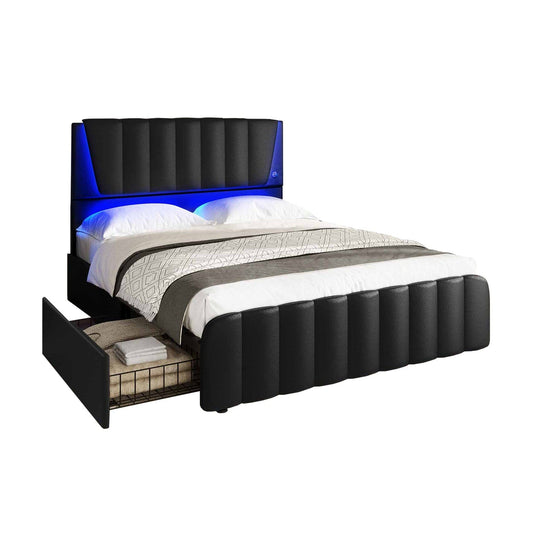 AOGLLATI Bed Frame Led Platform Bed Frame Black
