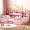 AOGLLATI Bed Frame Pink / Twin Twin Floor Bed Frame with Both Sides Bookshelf Pink
