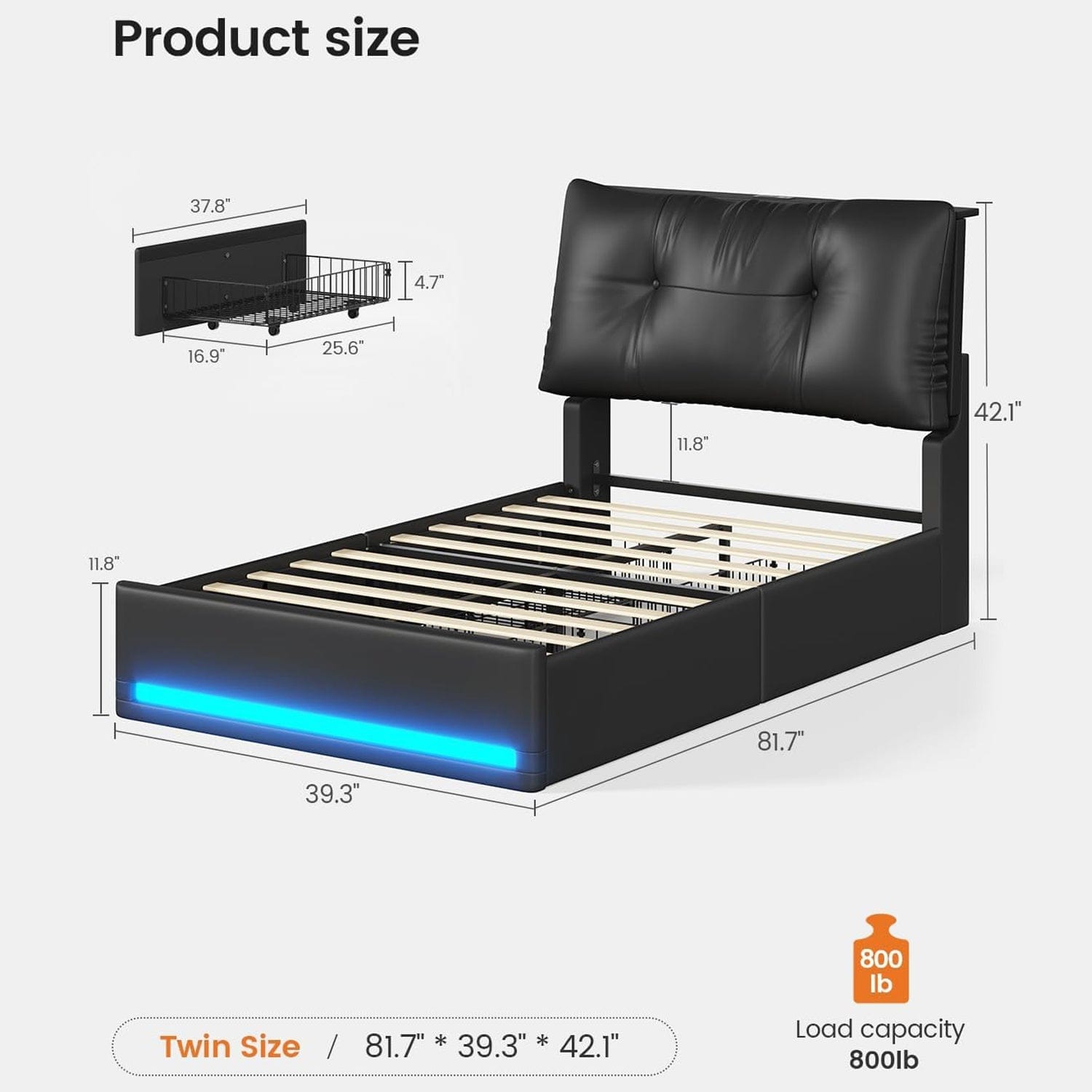 AOGLLATI Bed Frame Upholstered Bed Frame with Headboard
