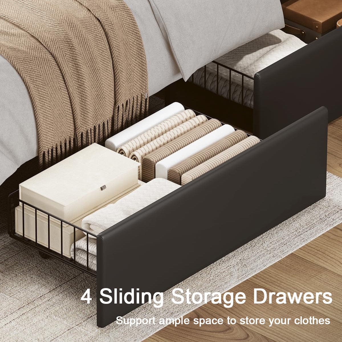 AOGLLATI Bed Frame Upholstered Bed Frame with Headboard