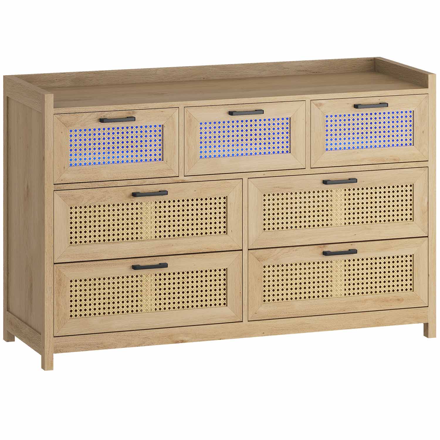 AOGLLATI Dresser Beige / Bohemian AOGLLATI Natural Rattan Dresser with Led Light