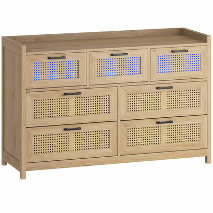 AOGLLATI Dresser Beige / Bohemian AOGLLATI Natural Rattan Dresser with Led Light