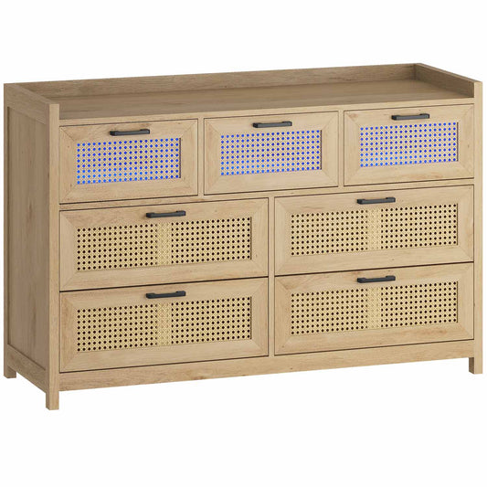 AOGLLATI Dresser Beige / Bohemian AOGLLATI Natural Rattan Dresser with Led Light