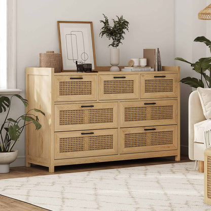 AOGLLATI Dresser Beige / Bohemian AOGLLATI Natural Rattan Dresser with Led Light