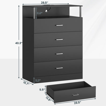 AOGLLATI Dresser Black / Engineered Wood / Modern AOGLLATI Dresser for Bedroom with Column Design Black