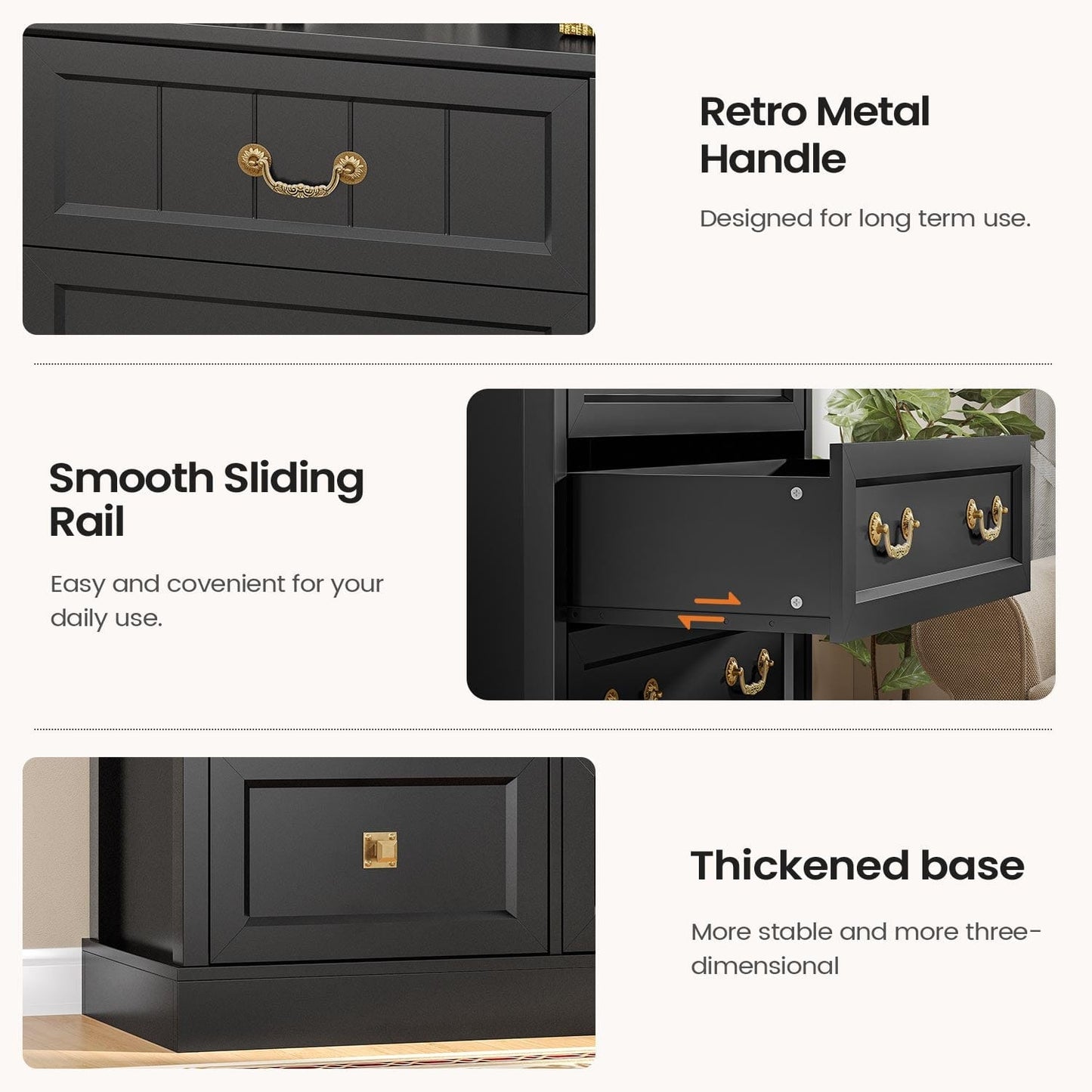 AOGLLATI Dresser Black / Engineered Wood / Modern AOGLLATI Farmhouse Storage Dresser with 5-Drawer Black