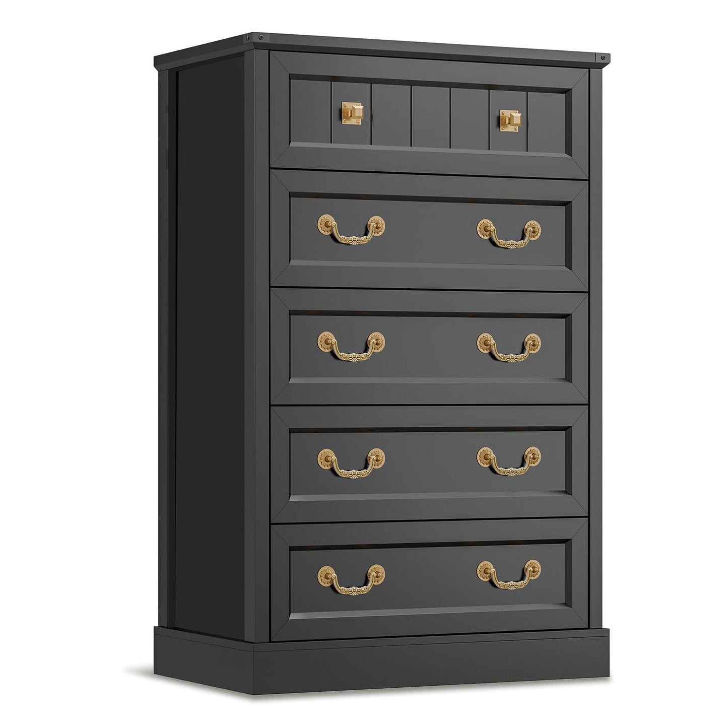 AOGLLATI Dresser Black / Engineered Wood / Modern AOGLLATI Farmhouse Storage Dresser with 5-Drawer Black