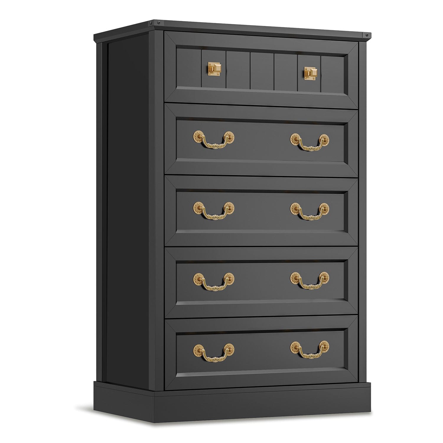 AOGLLATI Dresser Black / Engineered Wood / Modern AOGLLATI Farmhouse Storage Dresser with 5-Drawer Black
