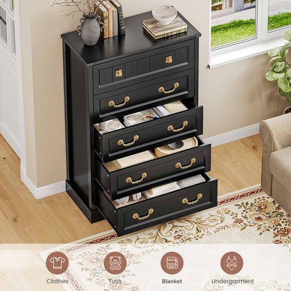 AOGLLATI Dresser Black / Engineered Wood / Modern AOGLLATI Farmhouse Storage Dresser with 5-Drawer Black