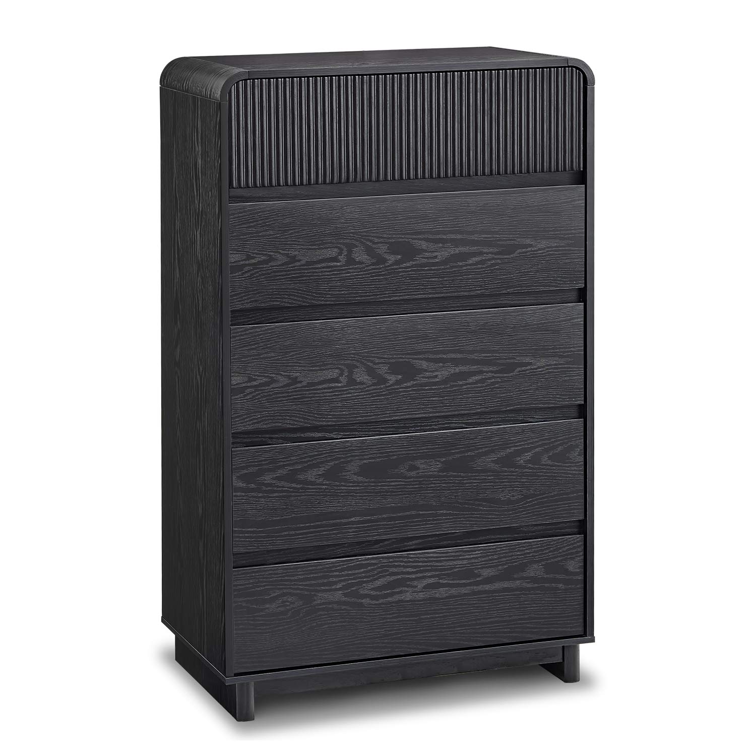 AOGLLATI Dresser Black / Engineered Wood / Modern Mid Century Modern 5-Drawer Dresser Black