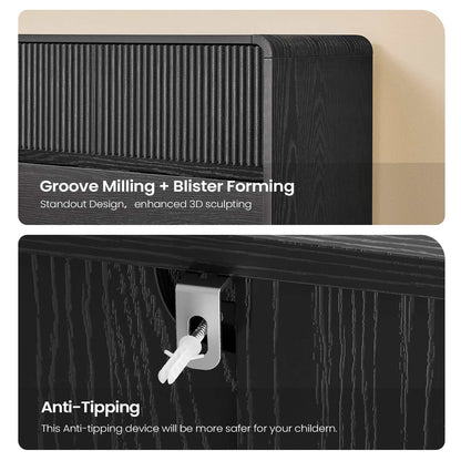 AOGLLATI Dresser Black / Engineered Wood / Modern Mid Century Modern 5-Drawer Dresser Black