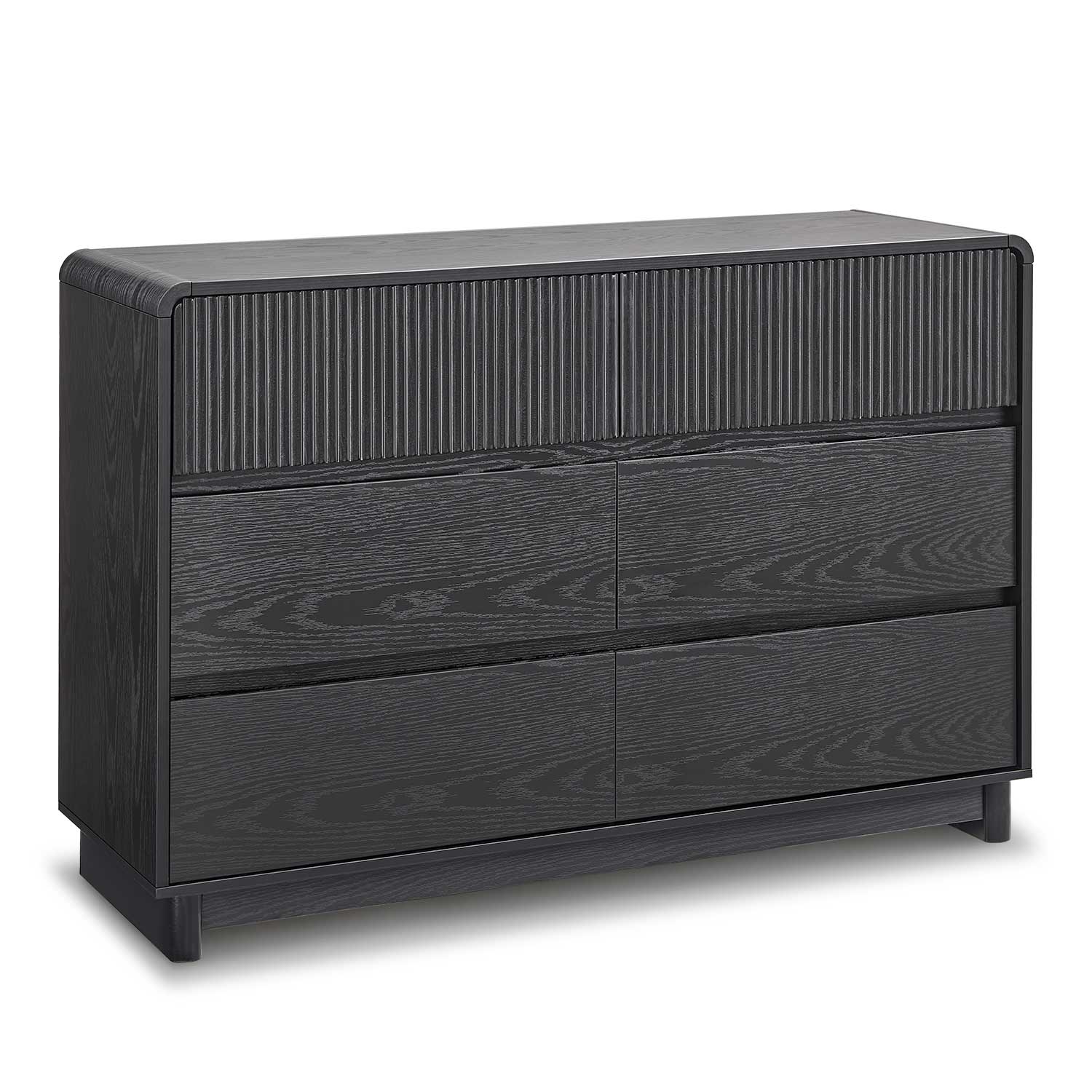 AOGLLATI Dresser Black / Engineered Wood / Modern Mid Century Modern 6-Drawer Dresser Black
