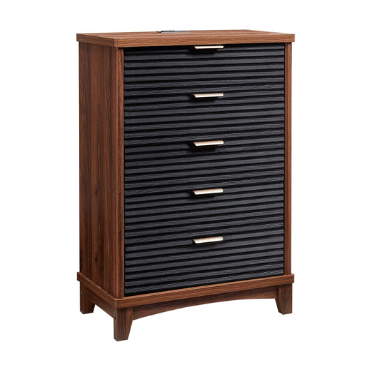 AOGLLATI Dresser Black / Engineered Wood / Retro AOGLLATI Retro Tall Dresser Black