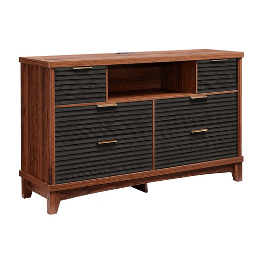 AOGLLATI Dresser Black / Engineered Wood / Retro Retro 6 Drawers Dresser Black