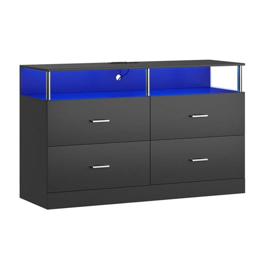 AOGLLATI Dresser Black / Modern AOGLLATI Black Dresser for Bedroom with 4 Drawers