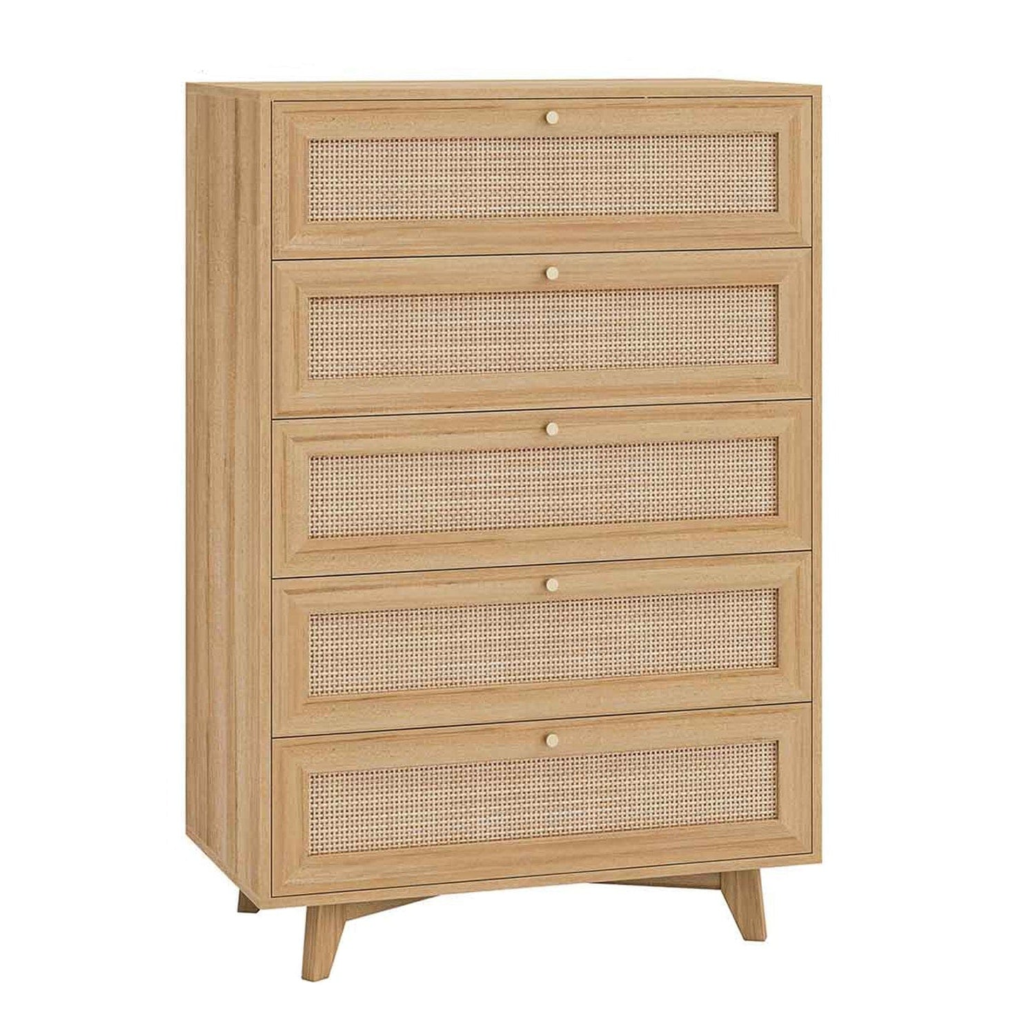 AOGLLATI Dresser Natural / Engineered Wood / Bohemian AOGLLATI Rattan Dresser for Bedroom with 5 Drawer