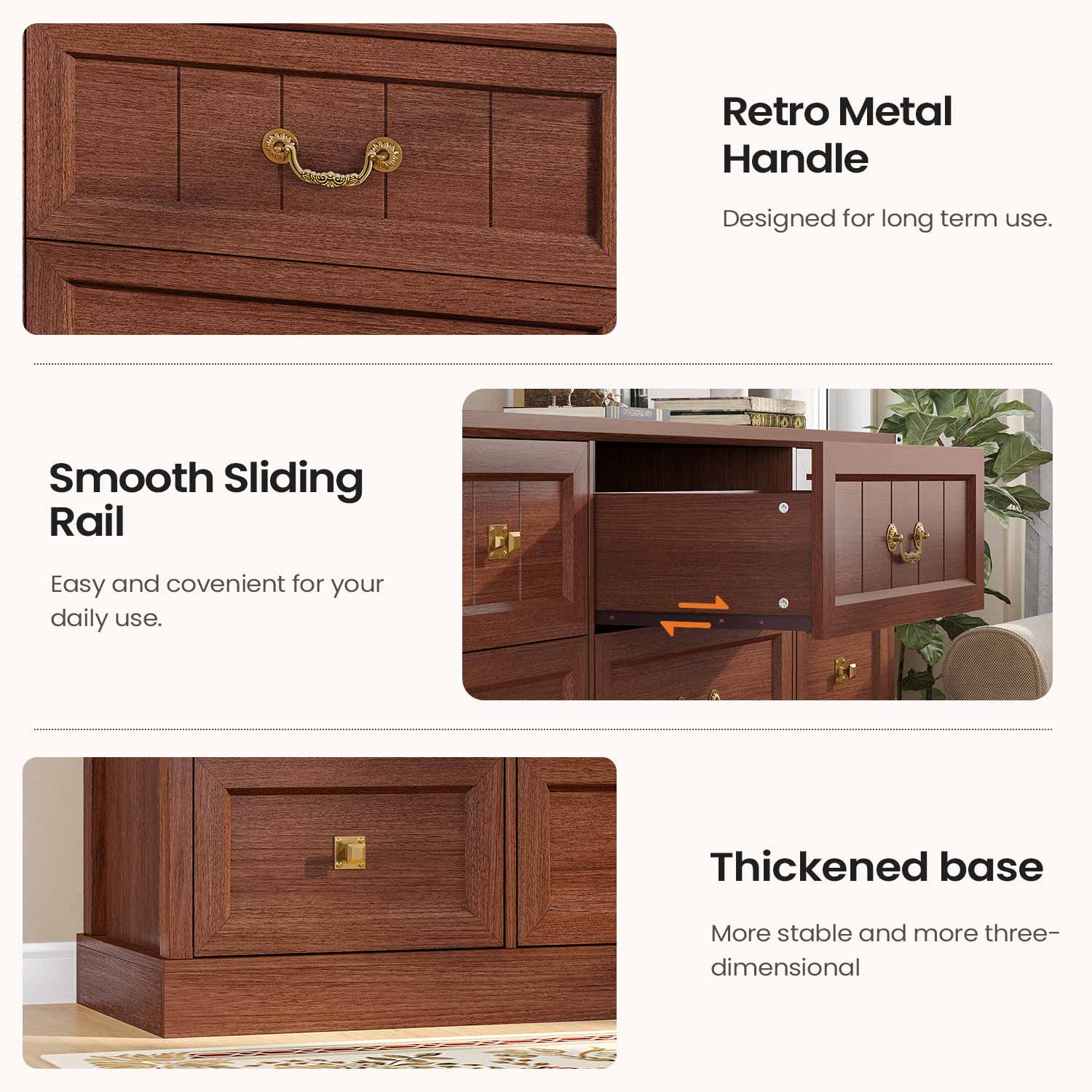 AOGLLATI Dresser Oak Brown / Engineered Wood / Modern Farmhouse 9 Drawers Dresser for Bedroom Oak Brown