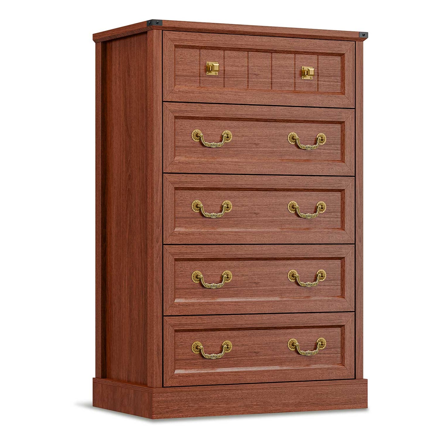 AOGLLATI Dresser Oak Brown / Engineered Wood / Modern Farmhouse Tall 5 Drawers Dresser for Bedroom Antique Oak Brown