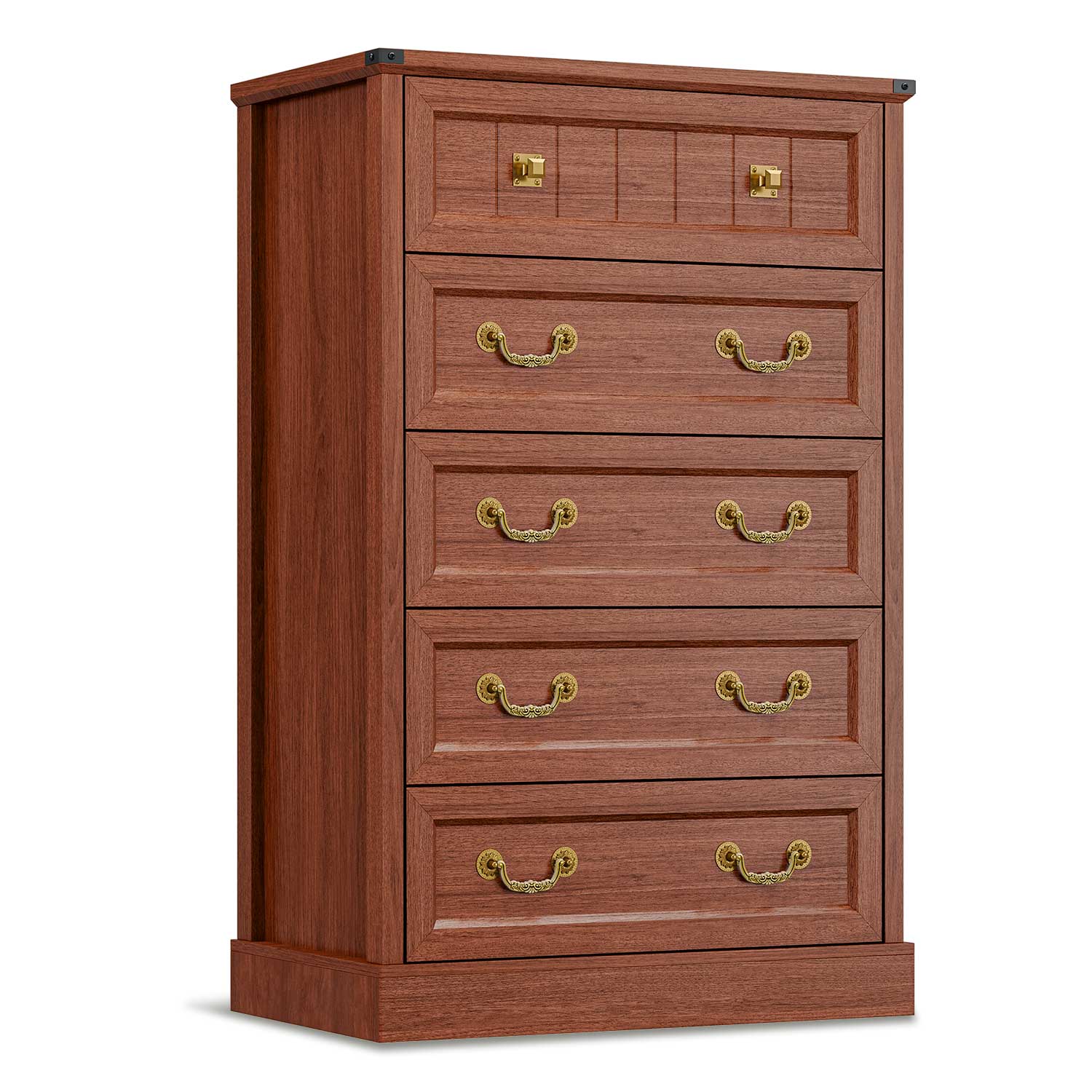 AOGLLATI Dresser Oak Brown / Engineered Wood / Modern Farmhouse Tall 5 Drawers Dresser for Bedroom Antique Oak Brown