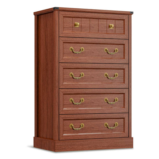 AOGLLATI Dresser Oak Brown / Engineered Wood / Modern Farmhouse Tall 5 Drawers Dresser for Bedroom Antique Oak Brown
