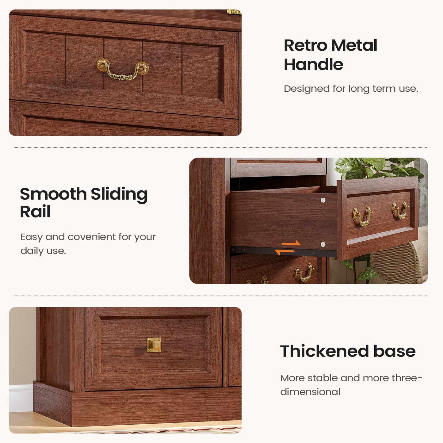 AOGLLATI Dresser Oak Brown / Engineered Wood / Modern Farmhouse Tall 5 Drawers Dresser for Bedroom Antique Oak Brown