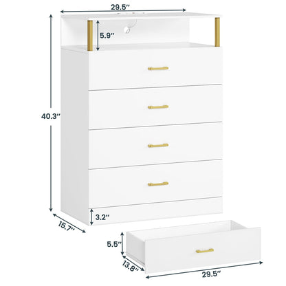 AOGLLATI Dresser White / Engineered Wood / Modern AOGLLATI Dresser for Bedroom with Column Design White