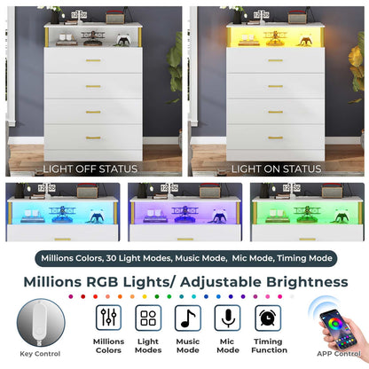 AOGLLATI Dresser White / Engineered Wood / Modern AOGLLATI Dresser for Bedroom with Column Design White