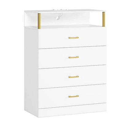 AOGLLATI Dresser White / Engineered Wood / Modern Tall Column Dresser White