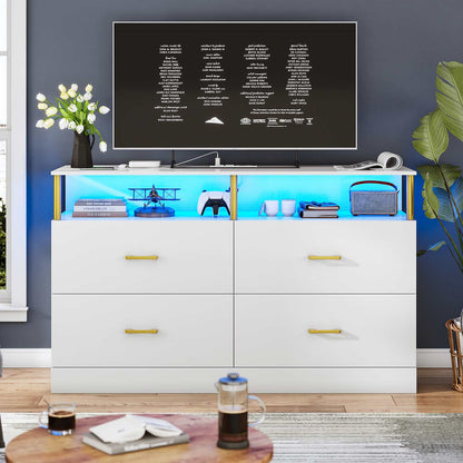 AOGLLATI Dresser White / Modern AOGLLATI White Dresser for Bedroom with 4 Drawers