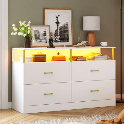 AOGLLATI Dresser White / Modern AOGLLATI White Dresser for Bedroom with 4 Drawers