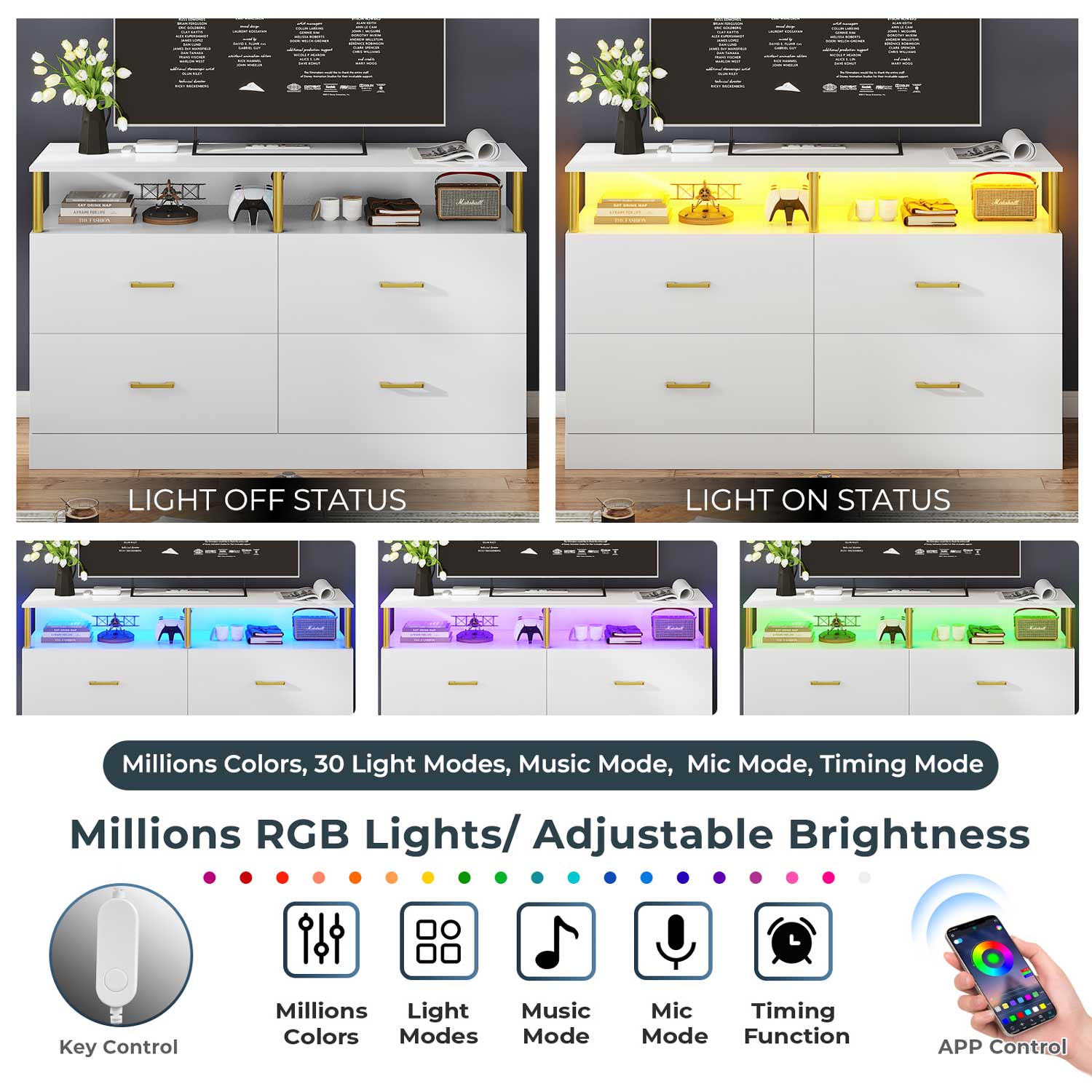 AOGLLATI Dresser White / Modern AOGLLATI White Dresser for Bedroom with 4 Drawers