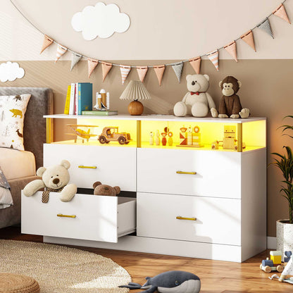 AOGLLATI Dresser White / Modern AOGLLATI White Dresser for Bedroom with 4 Drawers