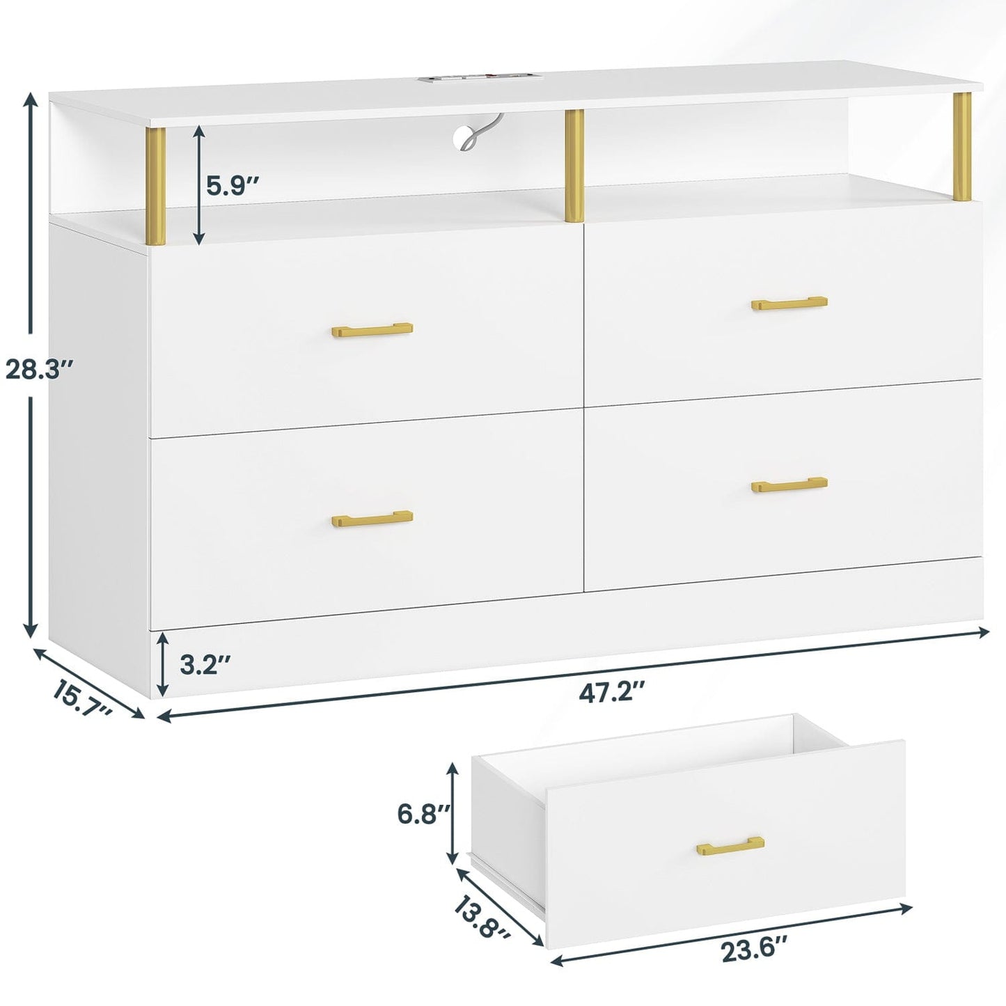 AOGLLATI Dresser White / Modern AOGLLATI White Dresser for Bedroom with 4 Drawers