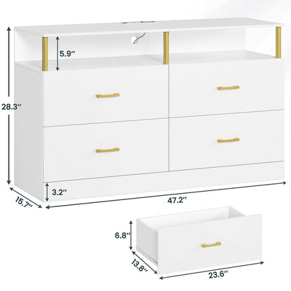 AOGLLATI Dresser White / Modern AOGLLATI White Dresser for Bedroom with 4 Drawers