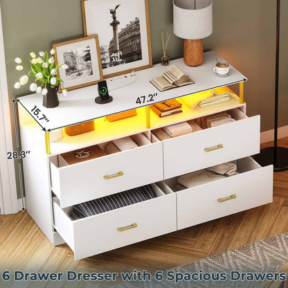 AOGLLATI Dresser White / Modern AOGLLATI White Dresser for Bedroom with 4 Drawers