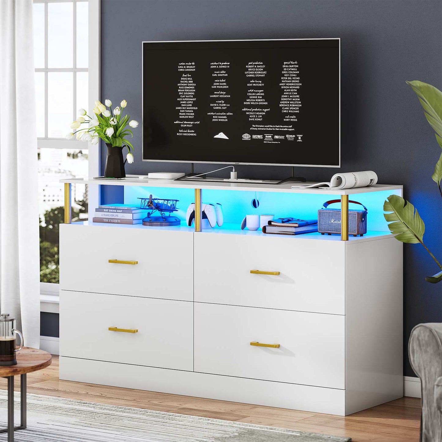 AOGLLATI Dresser White / Modern AOGLLATI White Dresser for Bedroom with 4 Drawers