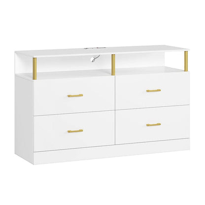 AOGLLATI Dresser White / Modern Column Dresser 4 Drawers White