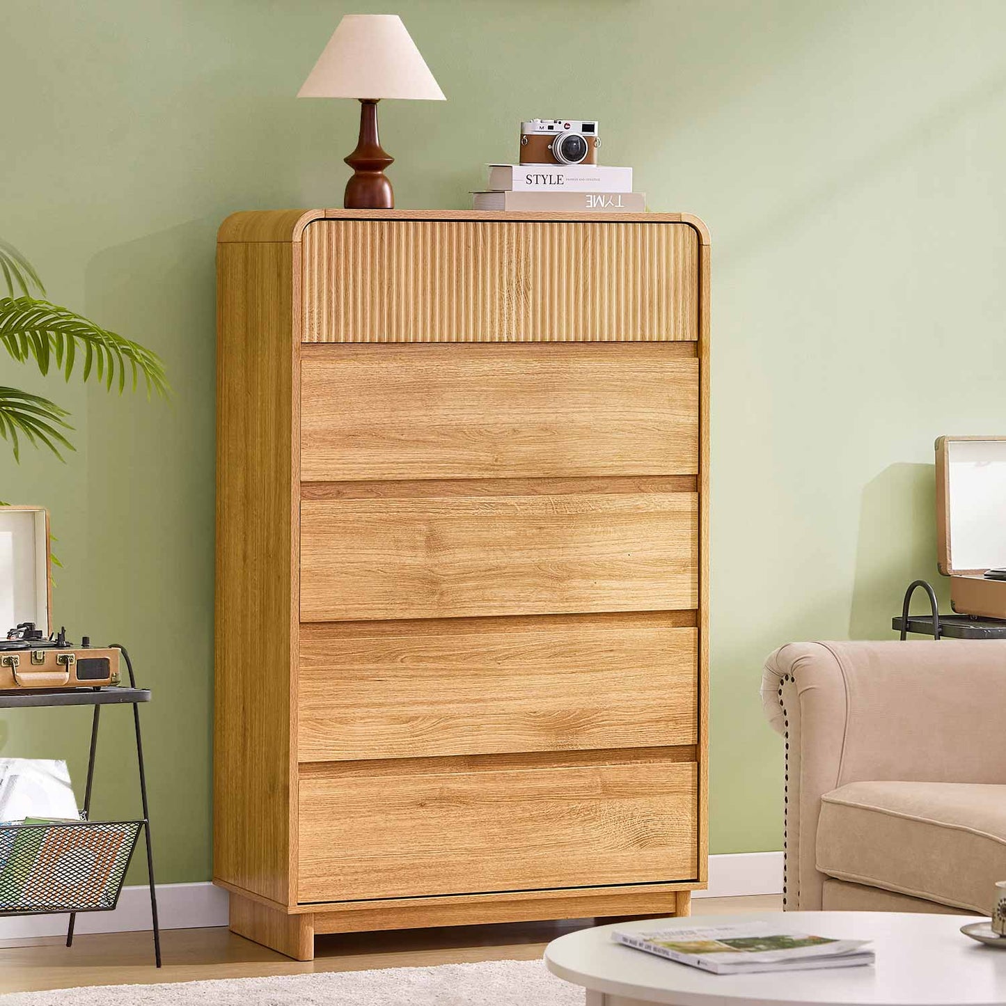 AOGLLATI Dresser Wood / Engineered Wood / Modern Mid Century Modern 5-Drawer Dresser Wood