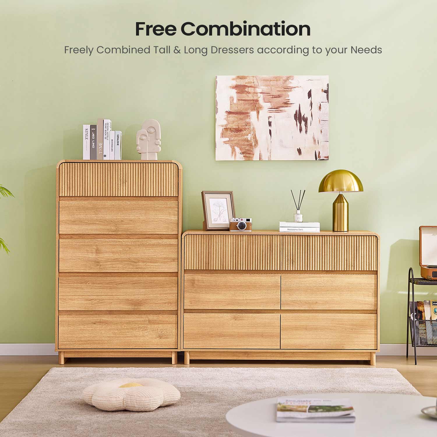 AOGLLATI Dresser Wood / Engineered Wood / Modern Mid Century Modern 5-Drawer Dresser Wood