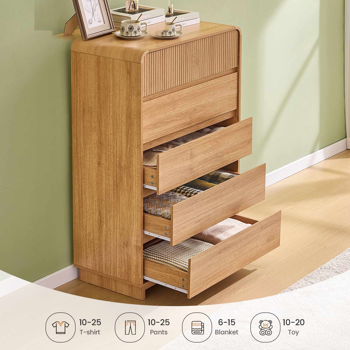 AOGLLATI Dresser Wood / Engineered Wood / Modern Mid Century Modern 5-Drawer Dresser Wood