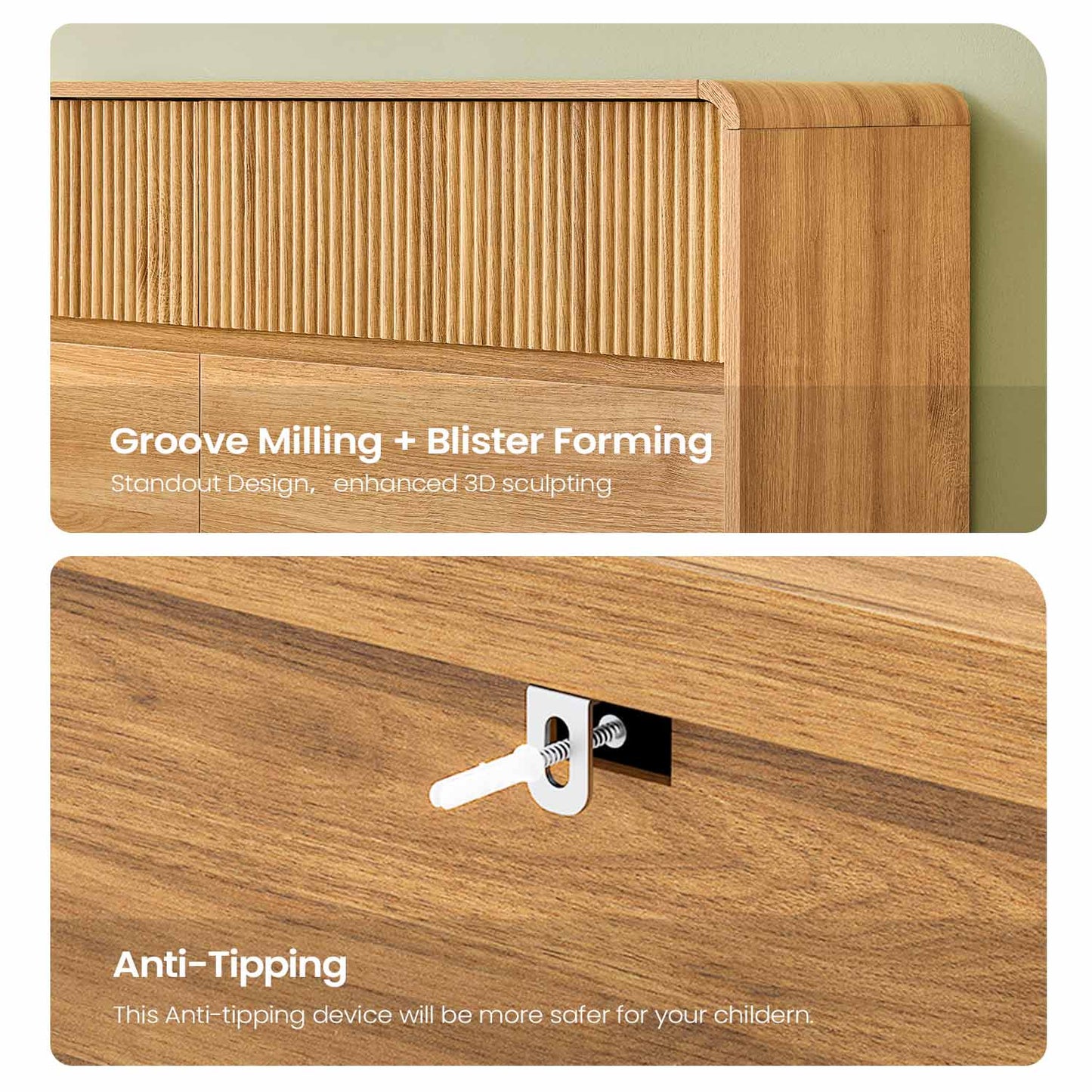 AOGLLATI Dresser Wood / Engineered Wood / Modern Mid Century Modern 5-Drawer Dresser Wood