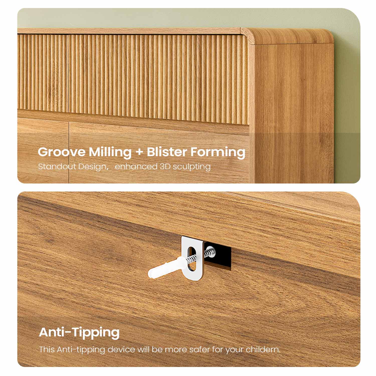 AOGLLATI Dresser Wood / Engineered Wood / Modern Mid Century Modern 5-Drawer Dresser Wood