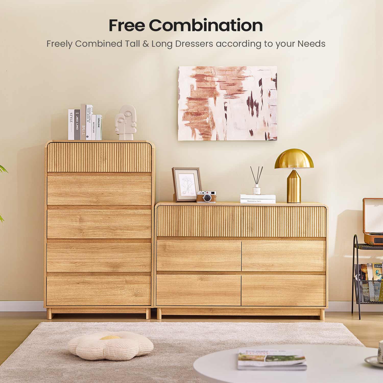 AOGLLATI Dresser Wood / Engineered Wood / Modern Mid Century Modern 6-Drawer Dresser Wood