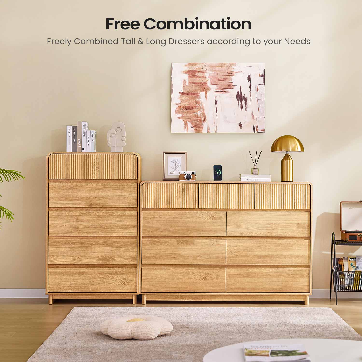 AOGLLATI Dresser Wood / Engineered Wood / Modern Mid Century Modern 9-Drawer Dresser Wood