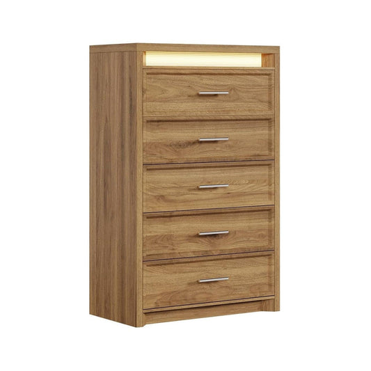 AOGLLATI Dresser Wood / Engineered Wood / Modern Wood Tall Dresser with Lightbox