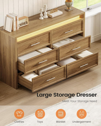 AOGLLATI Dresser Wood / Engineered Wood / Modern Wood Wide Dresser with Lightbox