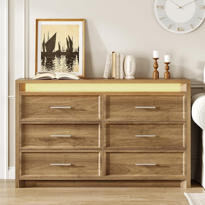 AOGLLATI Dresser Wood / Engineered Wood / Modern Wood Wide Dresser with Lightbox